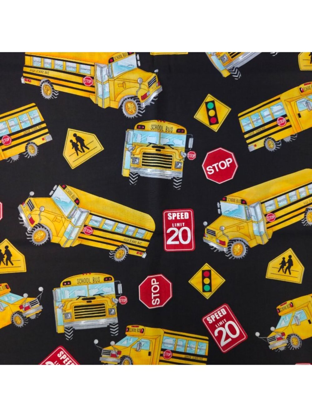 School Bus Cotton Fabric By Timeless Treasures Quilting Material 1 1/2 Yard